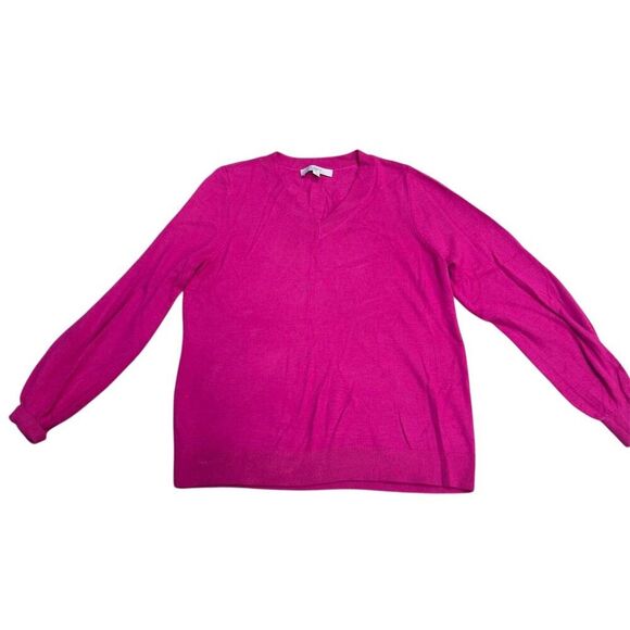 EUC LOFT Women's V-Neck Pink Pullover Sweater Size L Long Sleeve - Picture 1 of 3